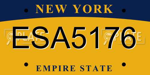 ESA5176 New York License Plate