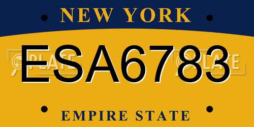 ESA6783 New York License Plate
