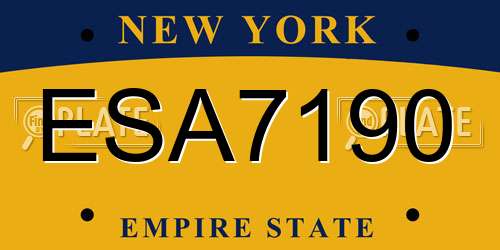 ESA7190 New York License Plate