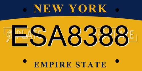 ESA8388 New York License Plate