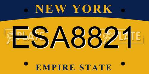 ESA8821 New York License Plate