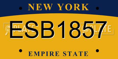 ESB1857 New York License Plate