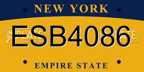 ESB4086 New York License Plate