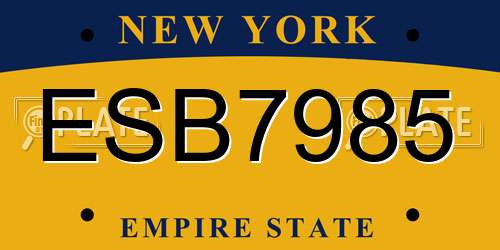 ESB7985 New York License Plate
