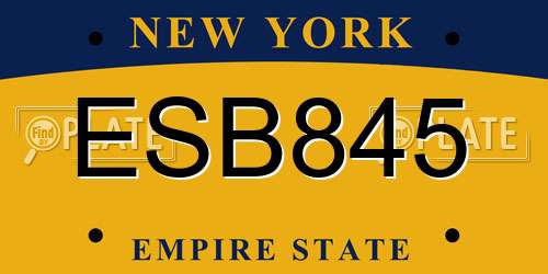 ESB845 New York License Plate
