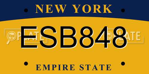 ESB848 New York License Plate