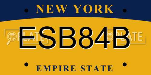 ESB84B New York License Plate