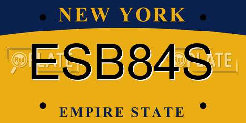 ESB84S New York License Plate