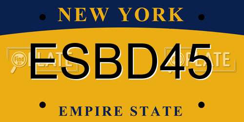 ESBD45 New York License Plate