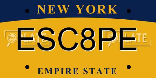 ESC8PE New York License Plate