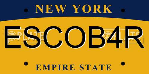 ESCOB4R New York License Plate