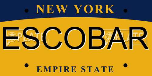 ESCOBAR New York License Plate