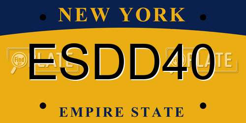 ESDD40 New York License Plate
