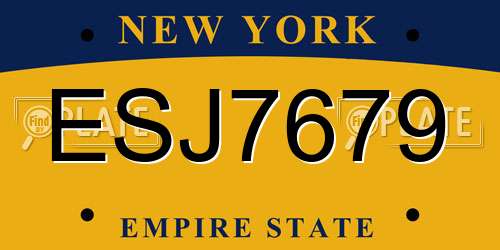 ESJ7679 New York License Plate