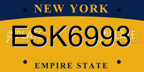 ESK6993 New York License Plate