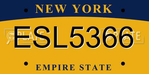 ESL5366 New York License Plate