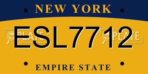 ESL7712 New York License Plate