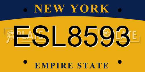 ESL8593 New York License Plate