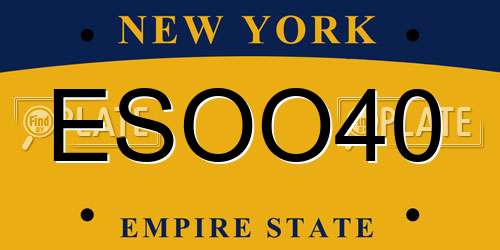 ESOO40 New York License Plate