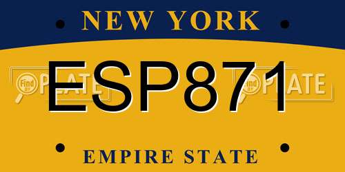 ESP871 New York License Plate