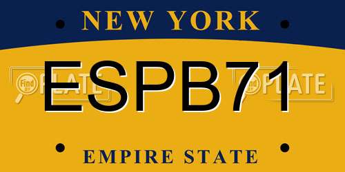 ESPB71 New York License Plate