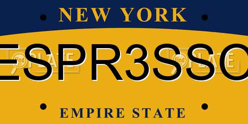 ESPR3SSO New York License Plate