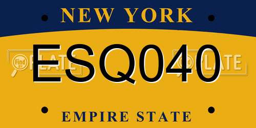 ESQ040 New York License Plate