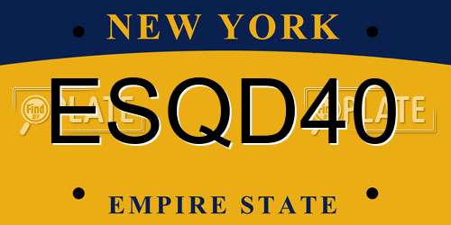 ESQD40 New York License Plate