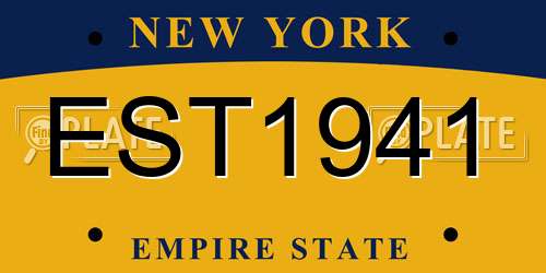 EST1941 New York License Plate
