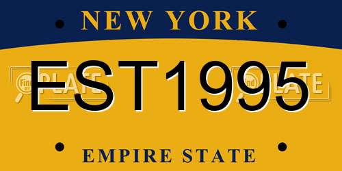 EST1995 New York License Plate