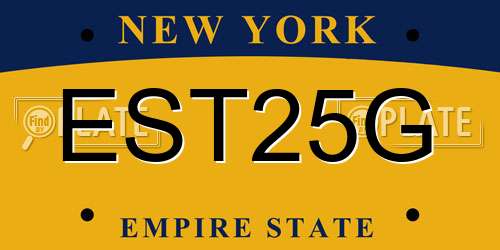EST25G New York License Plate