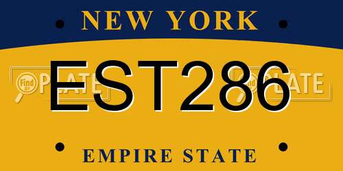 EST286 New York License Plate