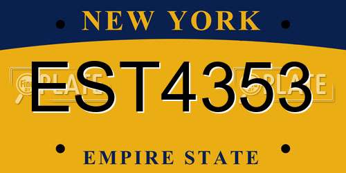 EST4353 New York License Plate