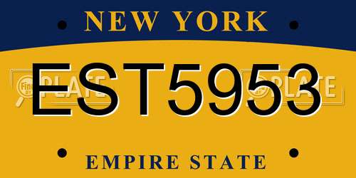 EST5953 New York License Plate