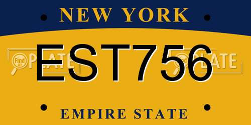EST756 New York License Plate