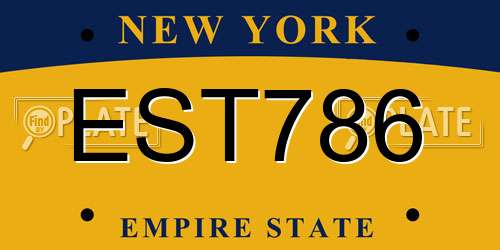 EST786 New York License Plate