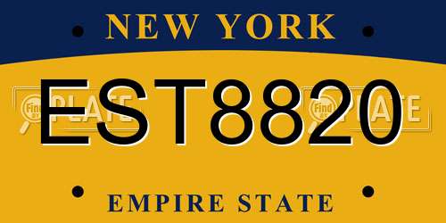 EST8820 New York License Plate
