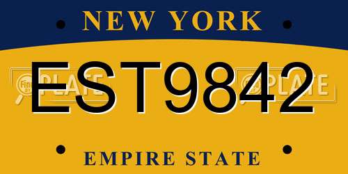 EST9842 New York License Plate