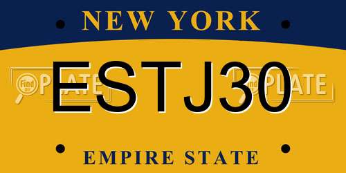ESTJ30 New York License Plate