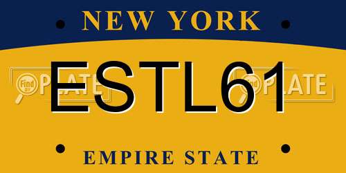 ESTL61 New York License Plate