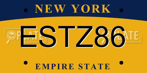 ESTZ86 New York License Plate