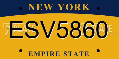 ESV5860 New York License Plate