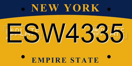 ESW4335 New York License Plate