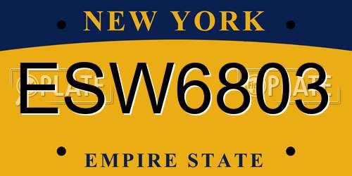 ESW6803 New York License Plate