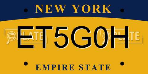 ET5G0H New York License Plate