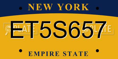 ET5S657 New York License Plate