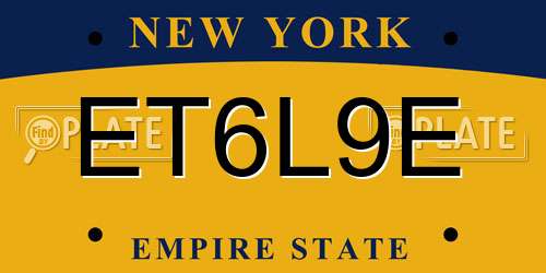 ET6L9E New York License Plate