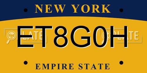 ET8G0H New York License Plate