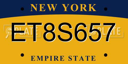ET8S657 New York License Plate