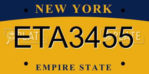 ETA3455 New York License Plate